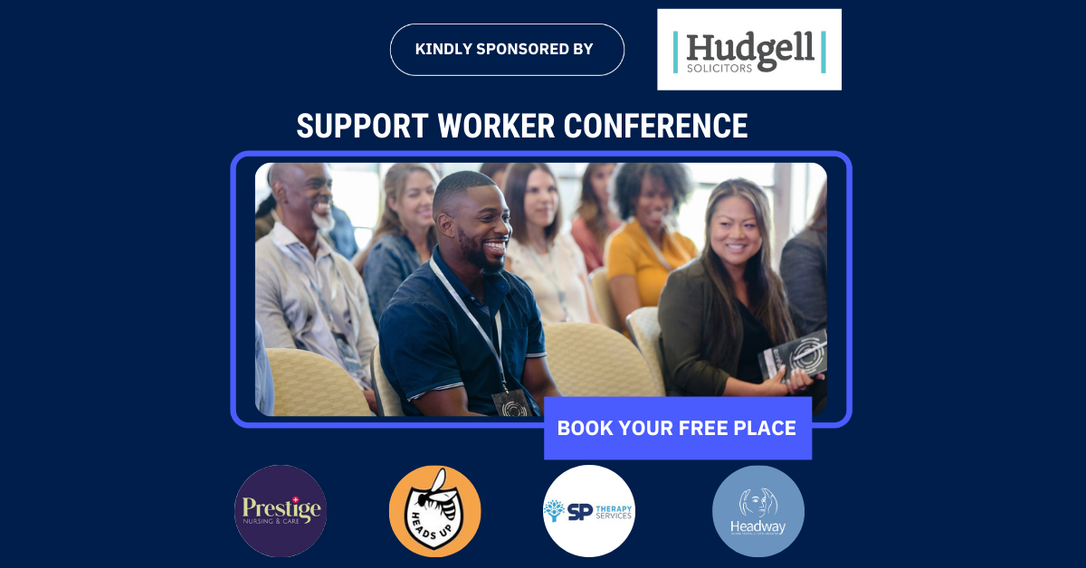 Promotional image for the free Support Worker Conference 2026 for brain injury support workers in the Northwest.